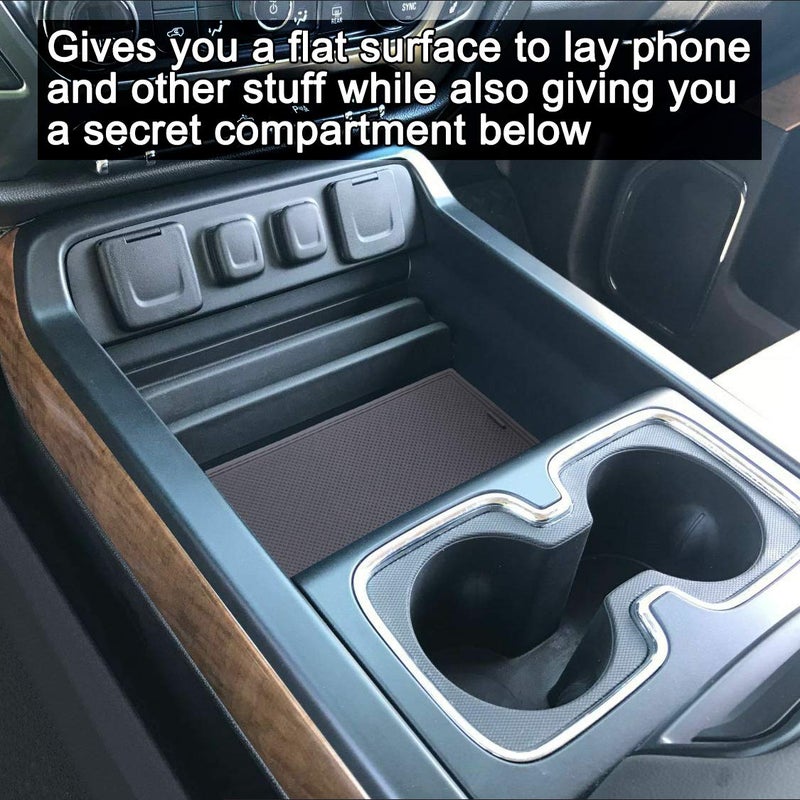 JKCOVER Center Console Organizer Compartment Cover Compatible with 2014 2015 2016 2017 2018 2019 Sierra 1500 2500HD 3500HD Denali Silverado Secret Pocket Lid Hidden Tray Accessories(Black) - Image 3